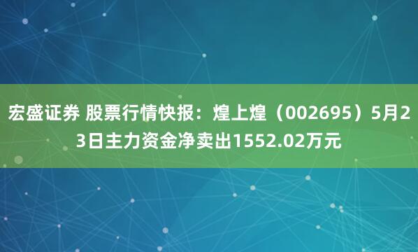 宏盛证券 股票行情快报：煌上煌（002695）5月23日主力资金净卖出1552.02万元
