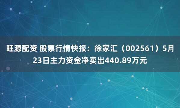 旺源配资 股票行情快报：徐家汇（002561）5月23日主力资金净卖出440.89万元
